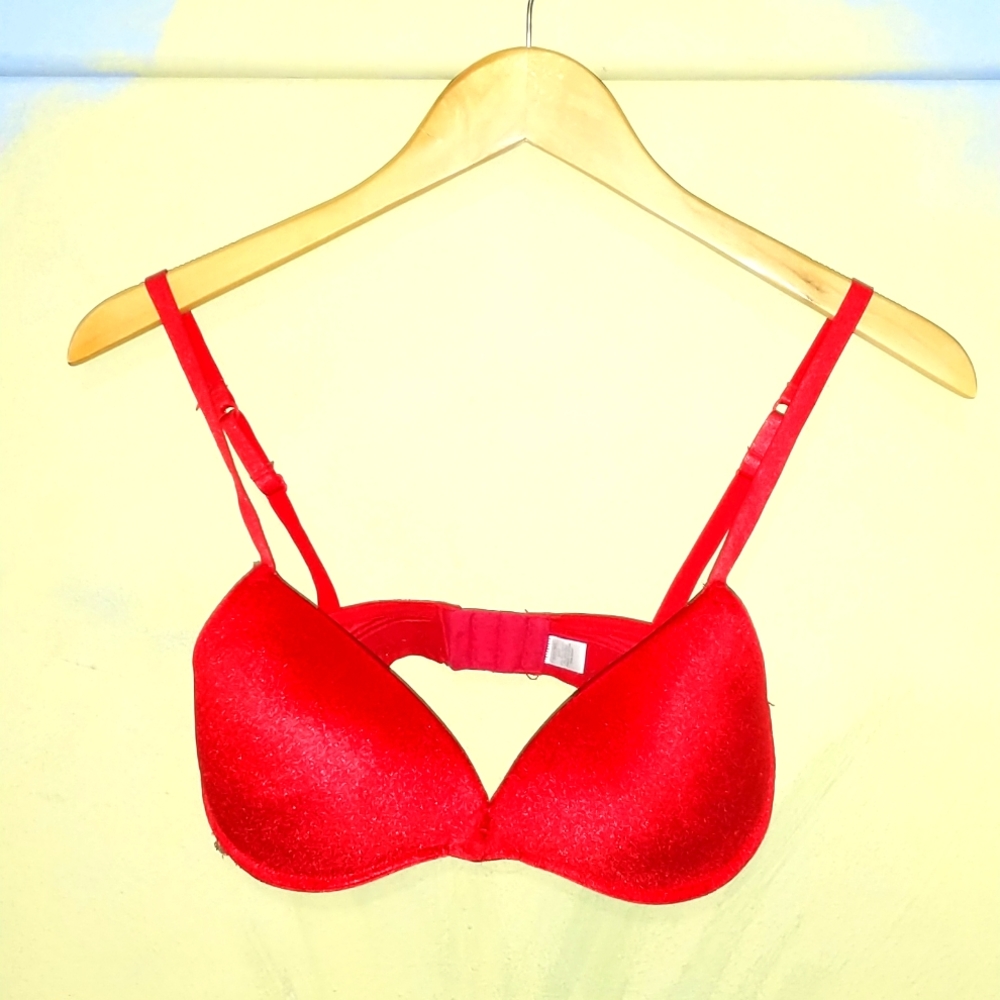 ♥ Red Wired Bra with Sparkly Heart Detail ♥